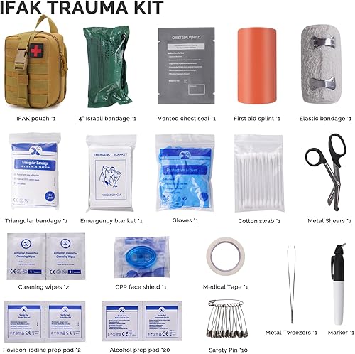 Miniatura 2 de IFAK Kit de primeros auxilios para trauma, bolsas Molle, kit de supervivencia de emergencia para coche táctico militar, viajes, senderismo, camping,