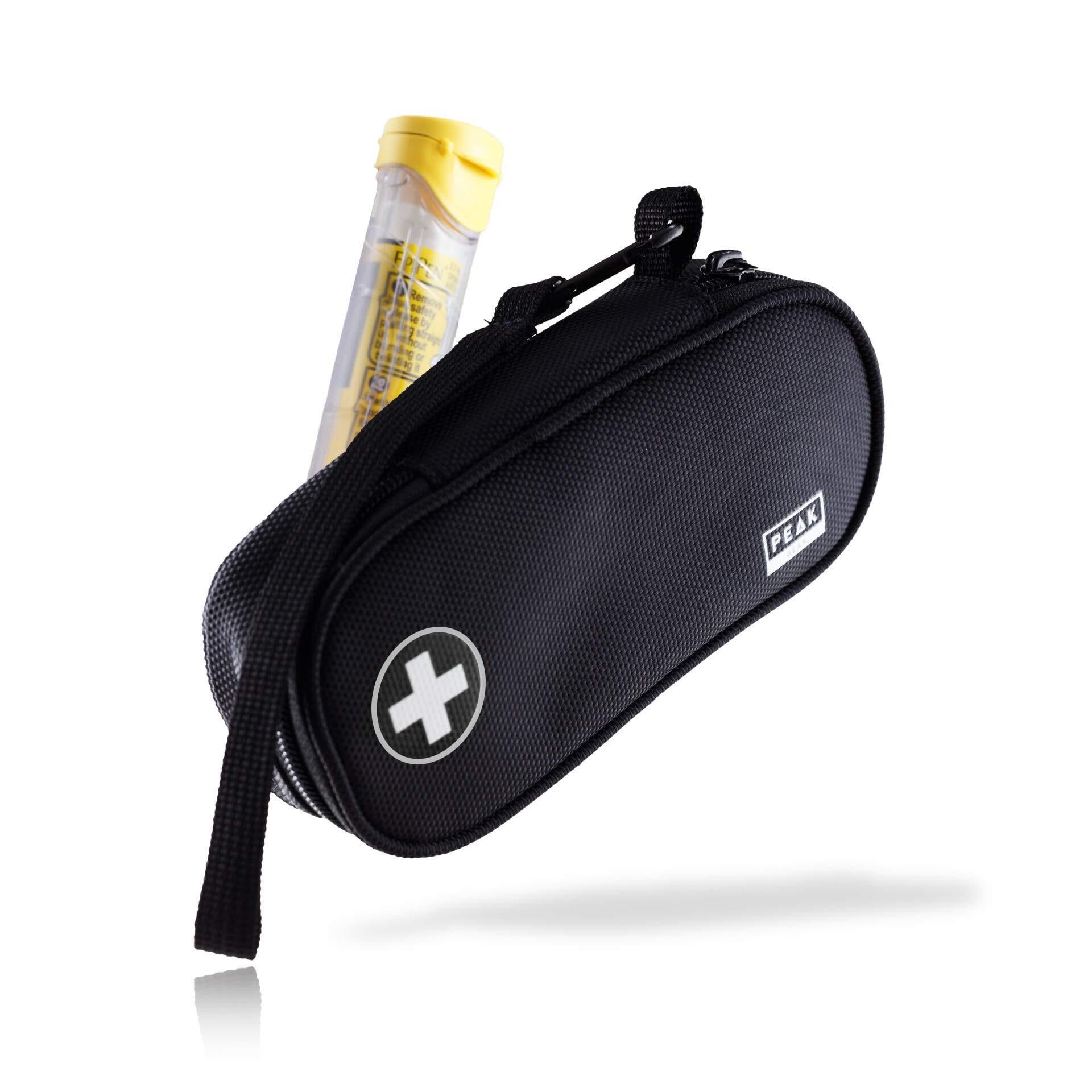 Peak Gear EpiPen Carrying Case - Medicine Travel Bag with Lifetime Lost & Found Service | Black