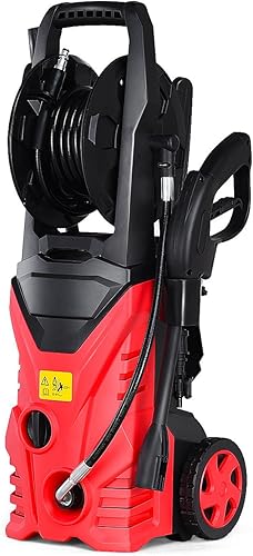 Miniatura 8 de Happygrill Lavadora a presión eléctrica, 2030PSI 1.6GPM máquina pulverizadora de alta presión con manguera de 16.5 pies, cepillo de lavado, botella