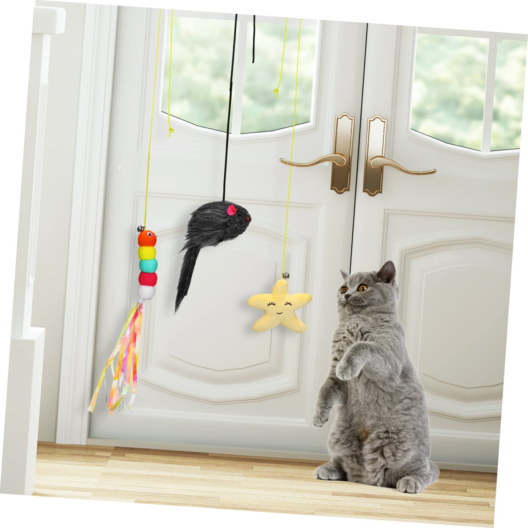 VANZACK 24stücke Hängendes Katzenspielzeug Mit Interaktive Türspielzeuge Für Katzen Mit Einstellbarem Seil Lustige Und Für Aktives Drinnen