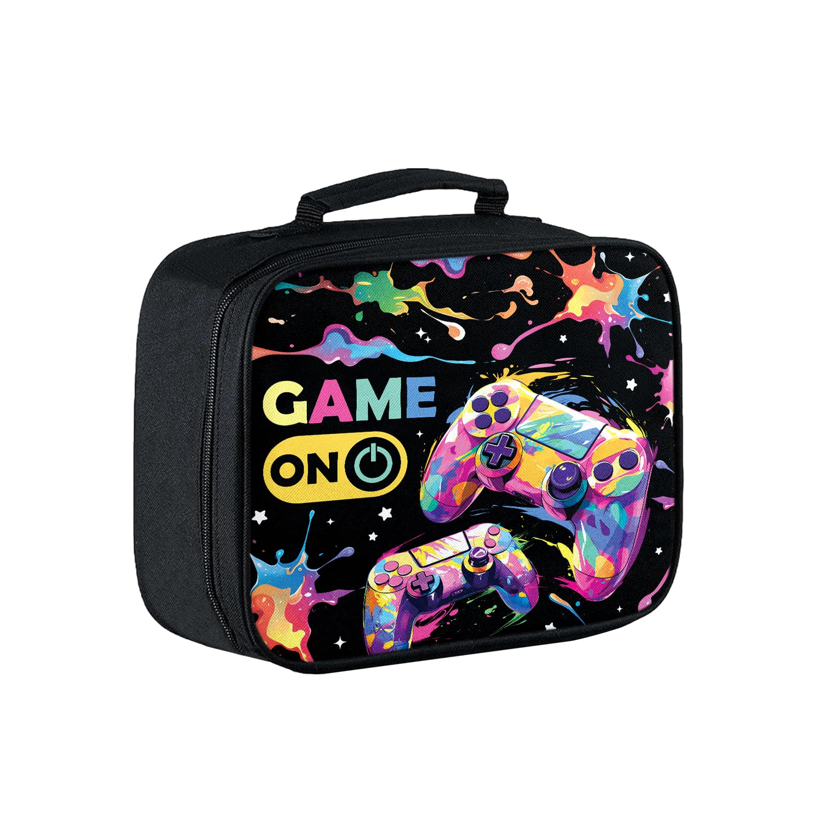 Vorruil Lunch Box Kids, Insulated Gamer Lunch Box for Kids Teen Boys Girls with Zippered Pocket, Reusable Portable Toddler Game Lunch Bag, Keep Food