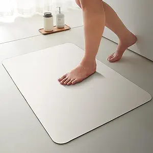 White Bath Mat, Bathroom Rugs Non Slip Washable Thin Absorbent Quick Dry Bath Mat Fits Under Door Bathroom Floor Mat Perfect for Bath, Shower, or Sink 36"x48" White