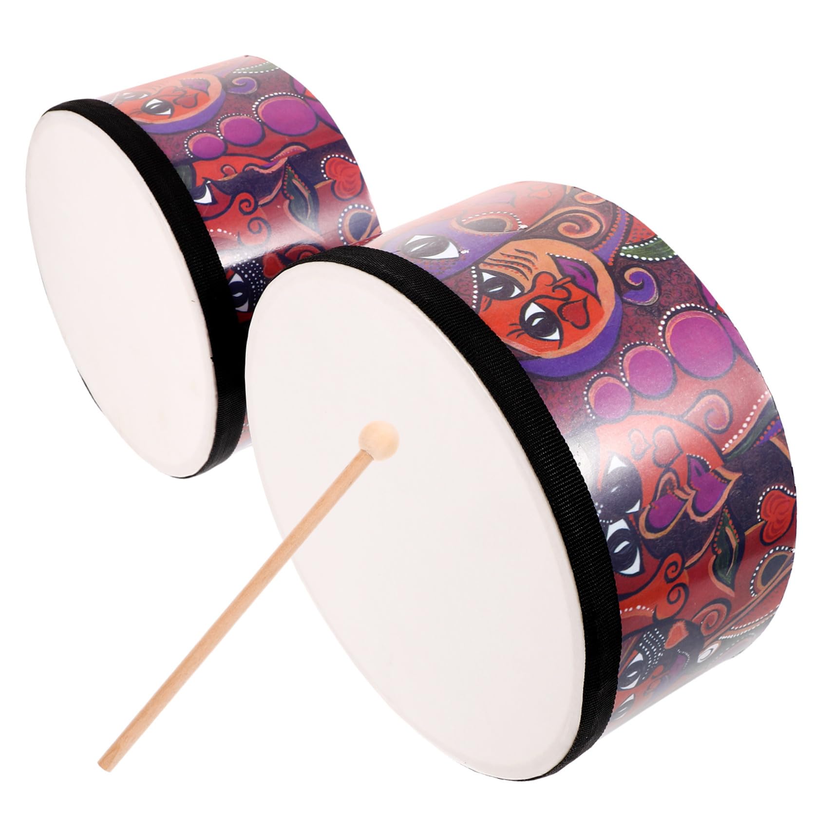 Tamburo a Percussione Giocattolo 7 e 8 Pollici in Legno per Ragazzo Ragazza | Bacchette, per Uso Indoor e Outdoor, Ritmo Evidente, Facile da Trasportare