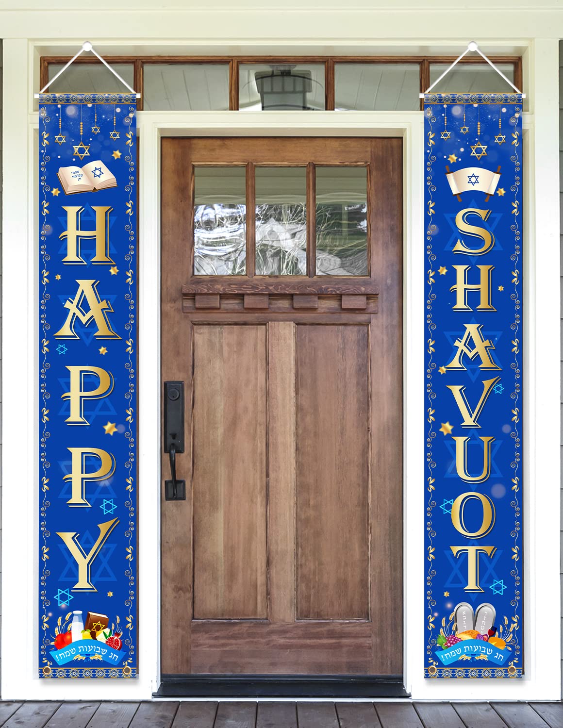 Happy Shavuot Porch Sign,Shavuot Door Banner Decorations Harvest Season Theme Sign Jewish Festival Party Supplies for The Feast of Weeks Shavuot