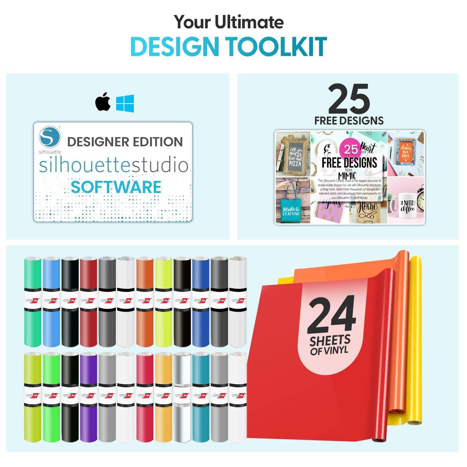 Silhouette America Cameo 5 Alpha (α) - Smart Cutting  for Print & Cut - Quiet Operation with AutoBlade, Studio Software, Cutting Mat- Vinyl, Paper & Fabric Compatible - Classic White: Starter Bundle