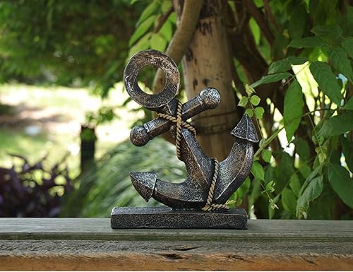 Miniatura 9 de Figura de ancla de resina de 8.5 pulgadas de alto, decoración náutica, adorno de estatua modelo de ancla para el hogar, jardín, bar, decoración de