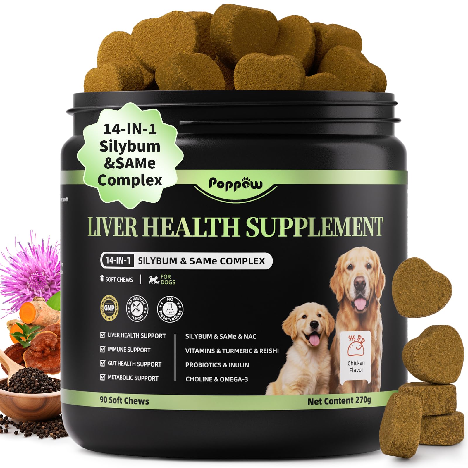 POPPAW Liver Support Chews for Dogs