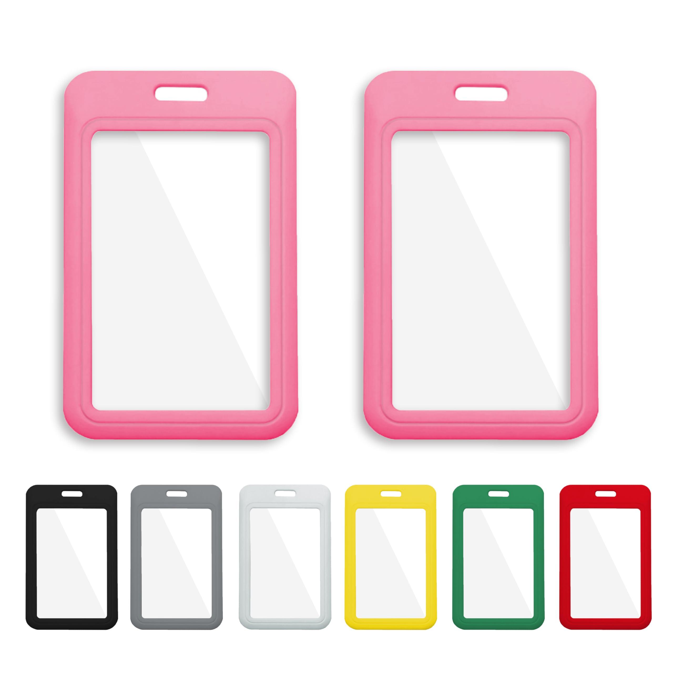 1 Pcs ID Badge Holder with Double-Sided Windows Vertical Hard Plastic Case Pink Card Protector Pouch for Office School ID Credit Cards Proximity Key Cards Driver’s Licenses and Passes