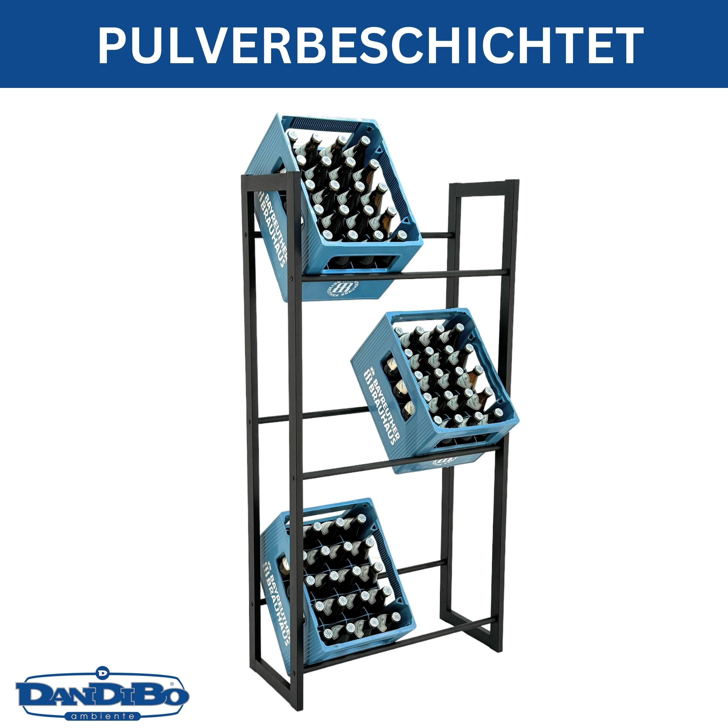 DanDiBo Getränkekistenregal 6 Kisten Schwarz Metall Stehend 96563 Getränkekistenhalter 71 cm Obstkistenständer Flaschenkistenregal