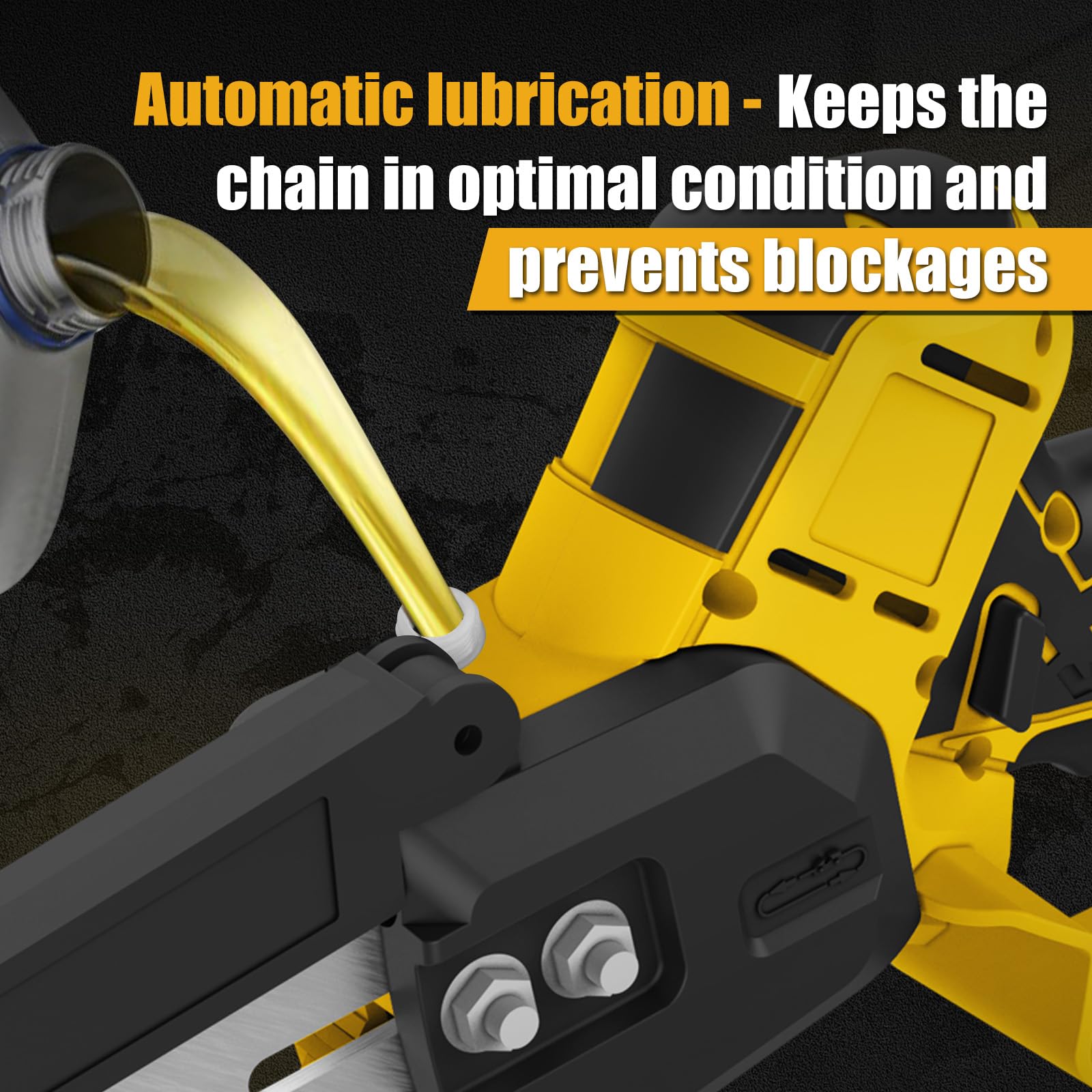 Perche Élagueuse Télescopique Électrique Compatible avec Dewalt 18V (sans batterie), 6 Pouces Mini Tronçonneuse sans Fil Tête Pivotante à 180 °, Graisseur Automatique léger et maniable