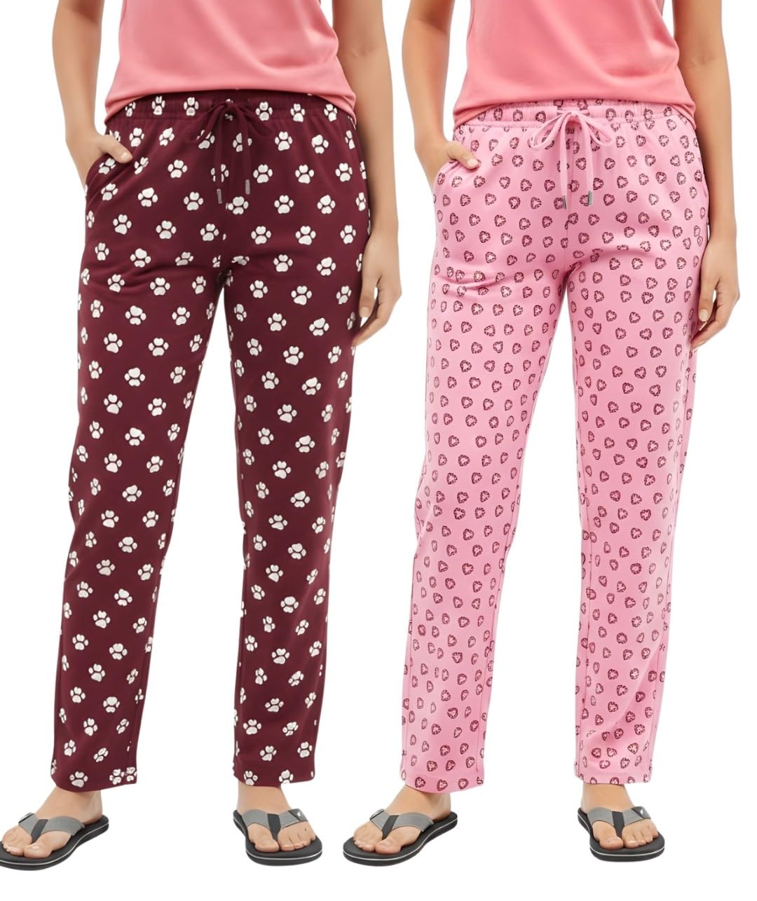 Women Pure Cotton Lounge Pants | Mid-Rise Regular Fit | Adjustable Drawstring Closure | Functional Side Pockets | Comfortable Homewear & Sleepwear-image-39