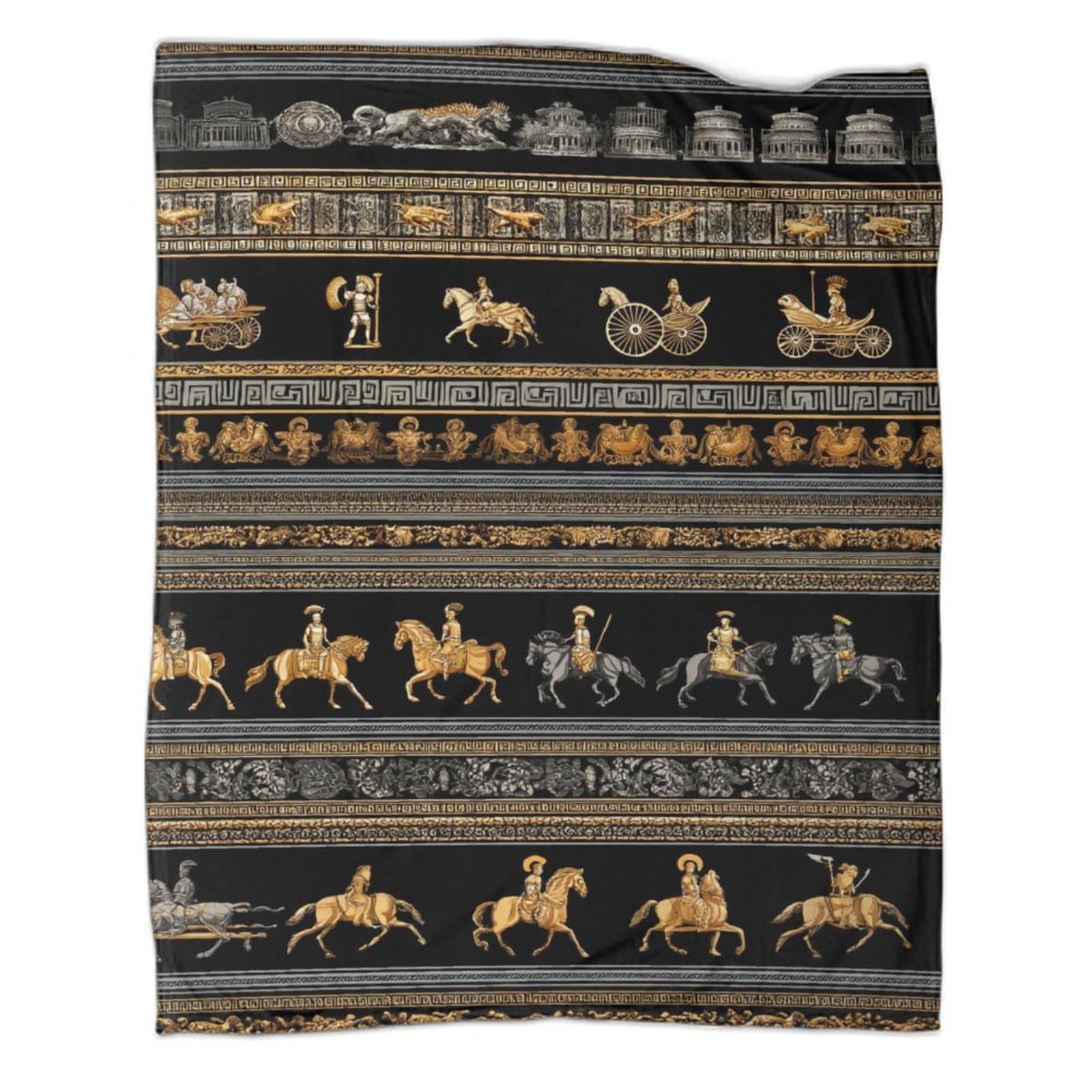 kaiyun Ancient Greek Theme, Chariots And Horses, Warriors Patterned Throw Warm for Camping Outdoor Lightweight for Sofa Bed 70x80inch(180x200cm)