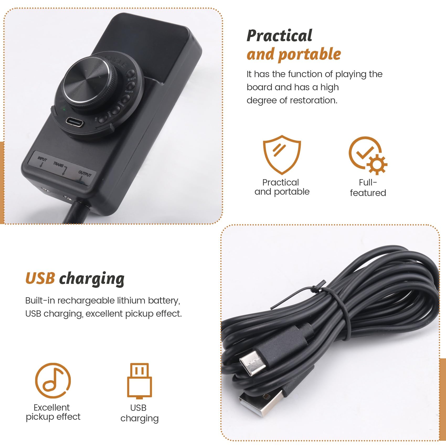 Pickup A Vibrazione OS1 Pickup Compatibile con Ricarica USB per Strumenti di Musica Folk Classica per Accessori per Chitarra