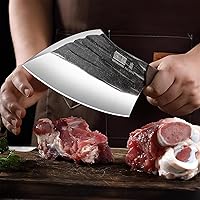 Vista 5 de HOSHANHO - Cuchillo de carnicero de 6 pulgadas forjado a mano, cuchillo para carne y vegetales, cuchillo de carnicero de tajo completo para corte