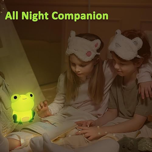 Miniatura 4 de Luz nocturna de rana para guardería, lámpara de noche recargable regulable con control táctil (ABS+SIL), regalo portátil para niños para niñas,