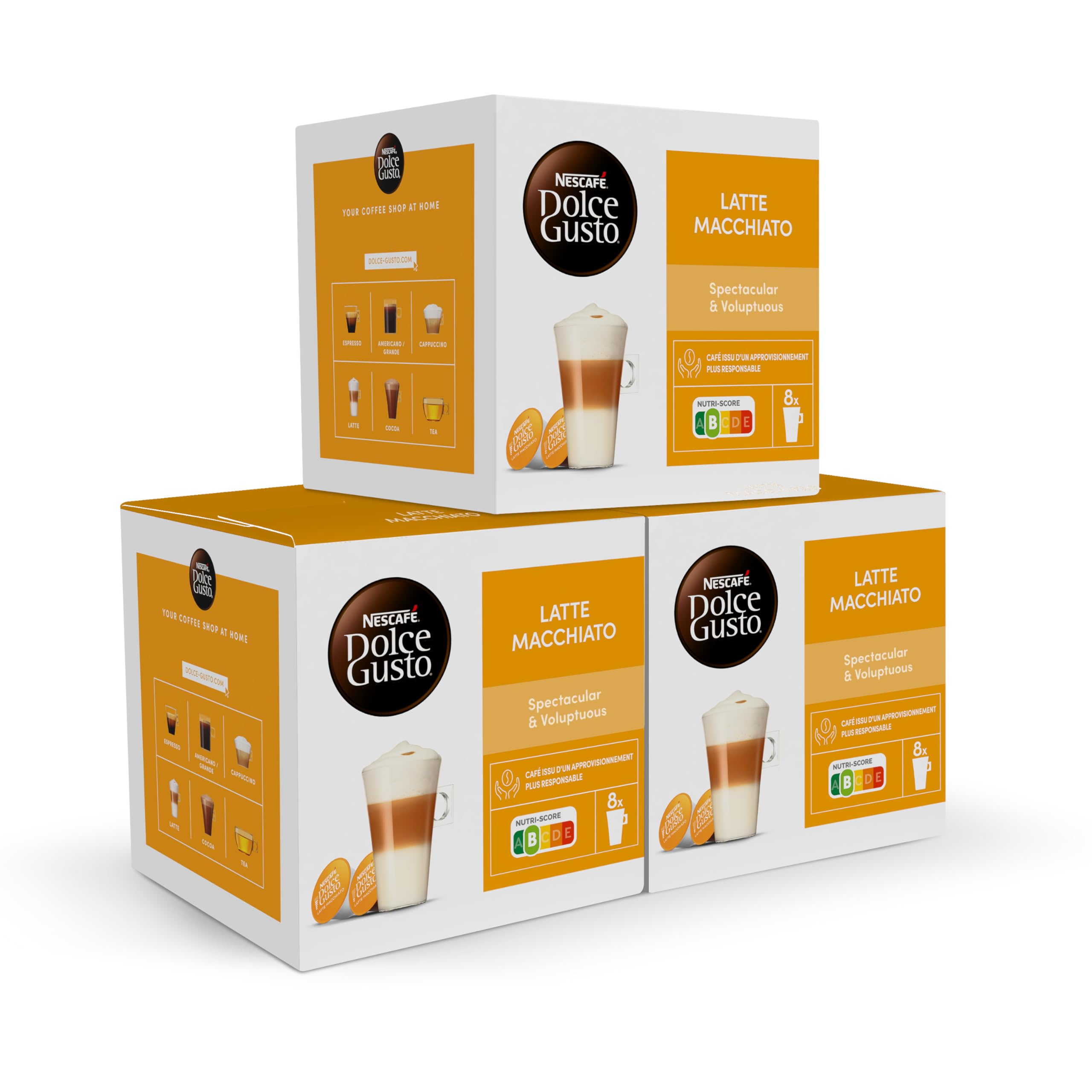NESCAFÉ Dolce Gusto Latte Macchiato - Cápsulas de Café, 48 Cápsulas (3 x 16) - Originales para cafeteras Dolce Gusto