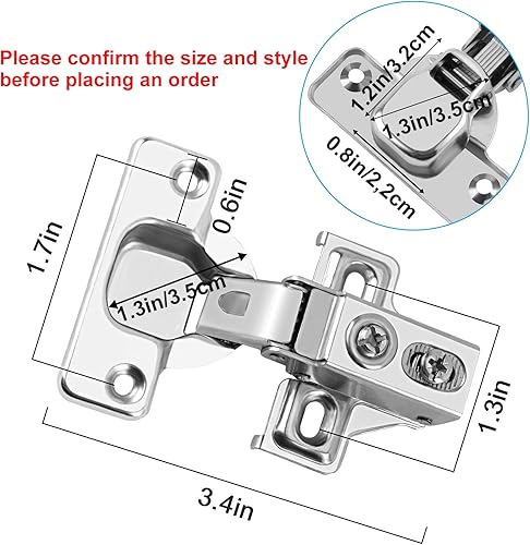 Miniatura 2 de Jnnicoog Paquete de 20 bisagras de gabinete de cierre suave, bisagras de gabinete de níquel cepillado, bisagras de gabinete de cocina inoxidable