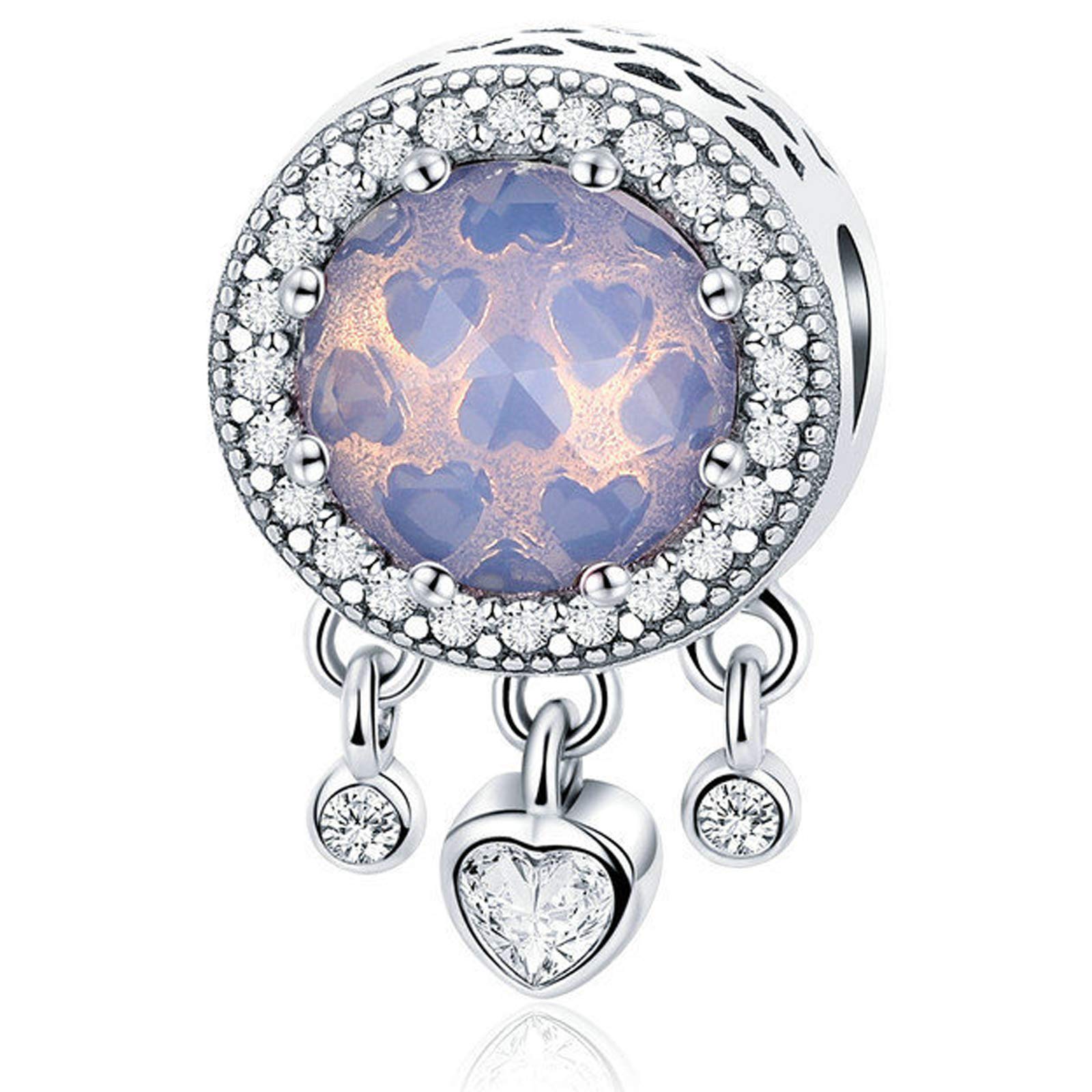 Birthstone Charm Fit Pandora Charms Bracelet and Necklace Gifts for Women Sparkling Birthstones Zircon Paved