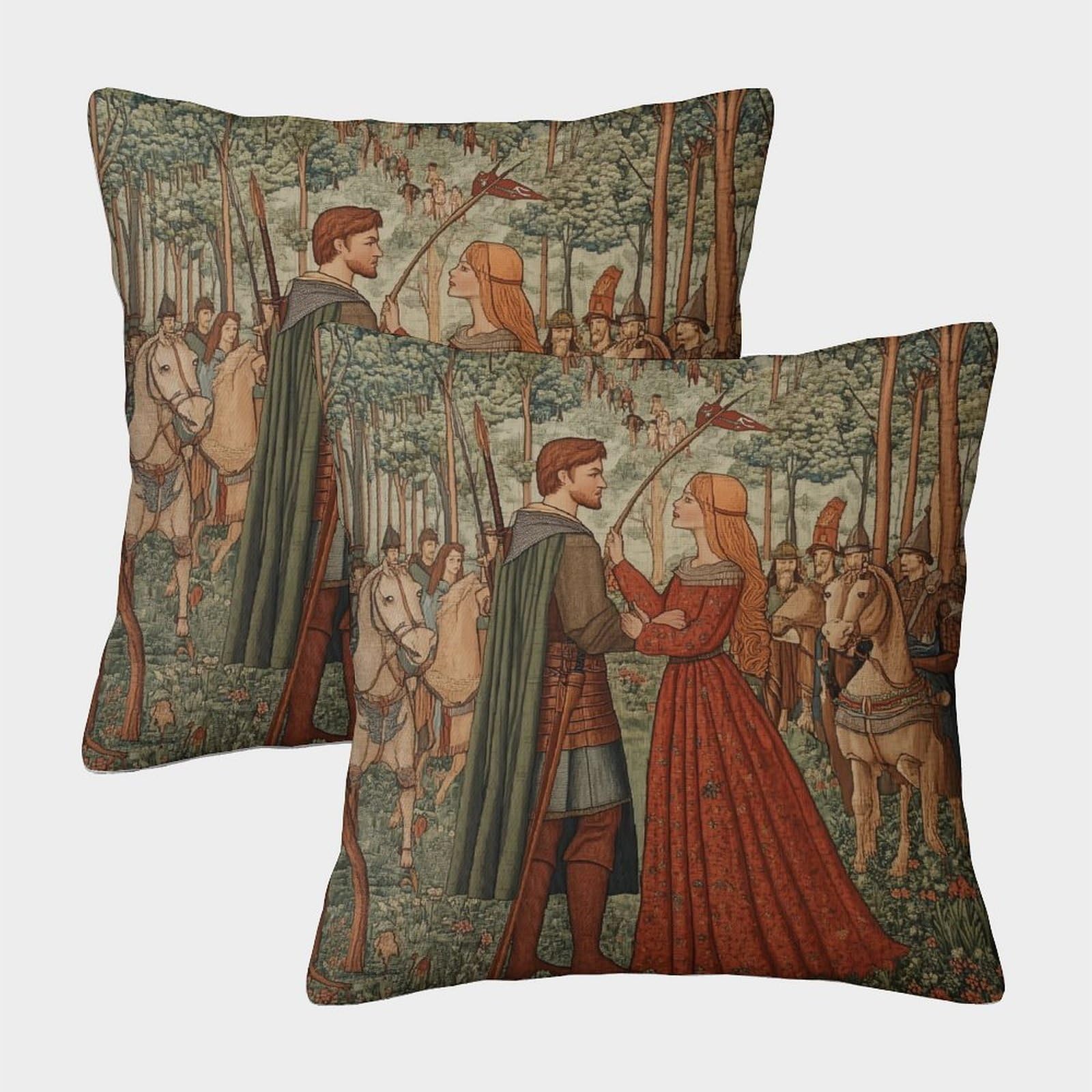 kaiyun 2 Pack Robin Hood in The Woods 3D Red Haired Girl Crowd Hunter Cushion Cover Pillow Cover Sofa Outdoor Decoration Square 50x50cm