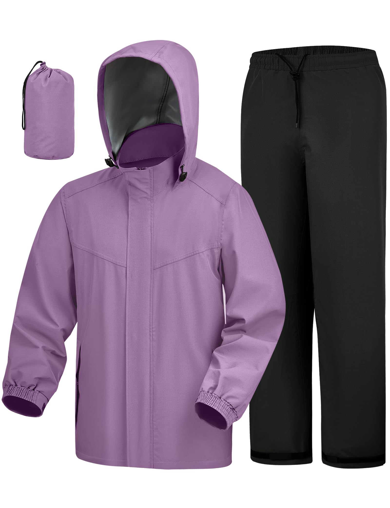 iCreek Waterproof 2 Piece Rain Suit for Men Women Packable Rain Gear Set