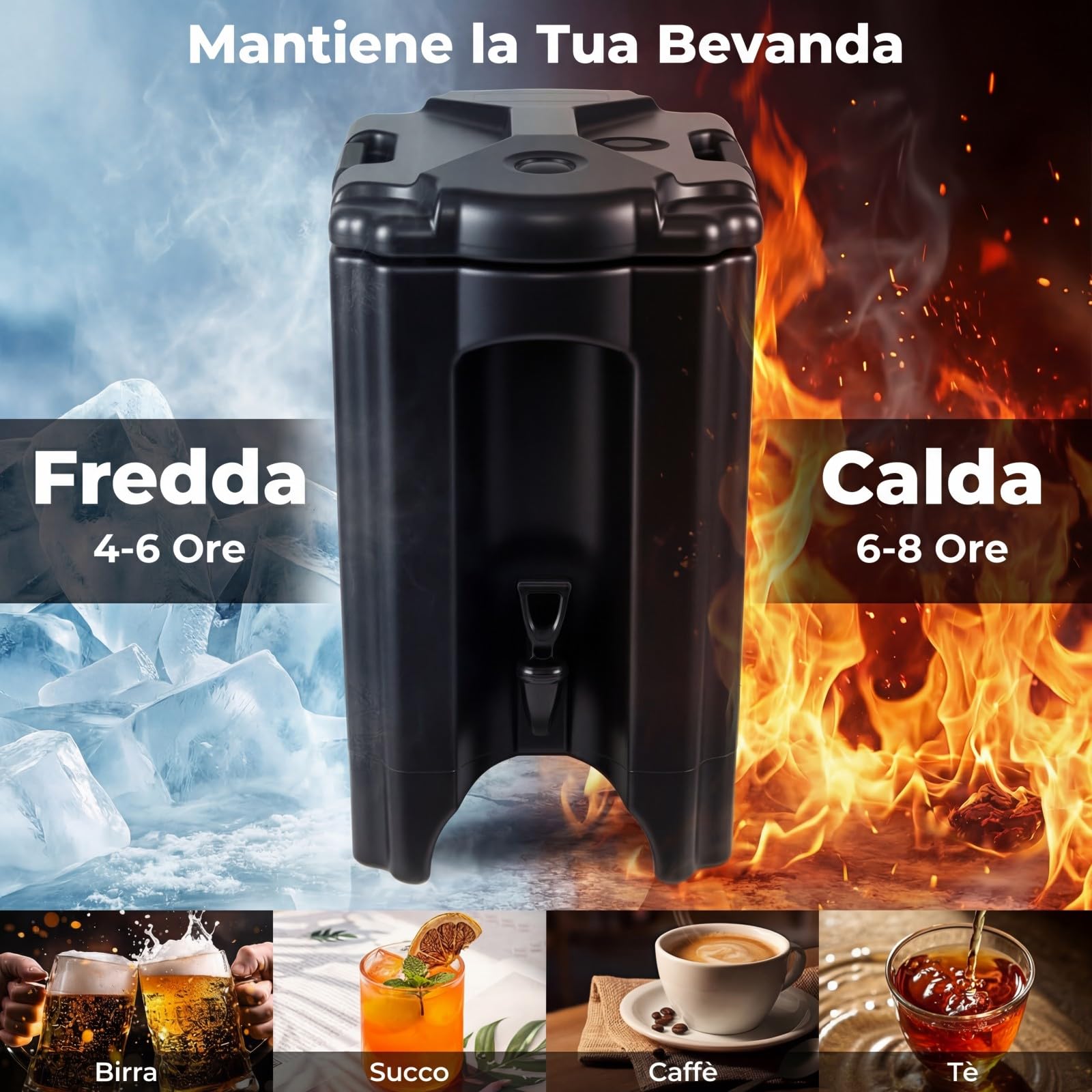COSTWAY Distributore di Bevande Isolato da 16,5 L, Contenitore Isotermico per Distribuzione Bevande Calde e Fredde con Rubinetto e Maniglia, per Tè, Caffè e Acqua, per Bar, Buffet e Festa