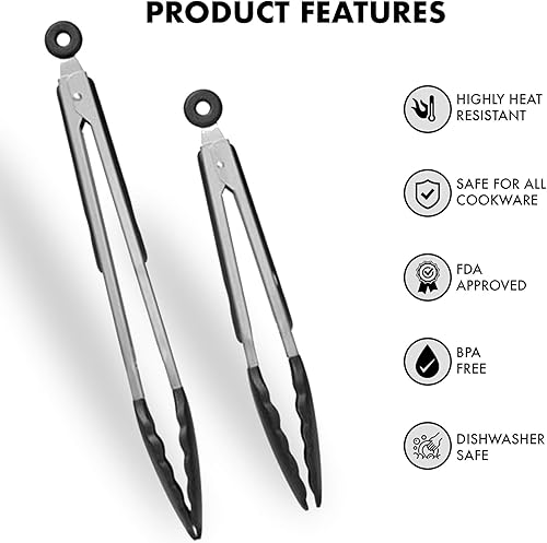 Miniatura 5 de Daily Kitchen Juego de utensilios de silicona y acero inoxidable  Utensilios de cocina resistentes al calor para utensilios de cocina antiadherentes