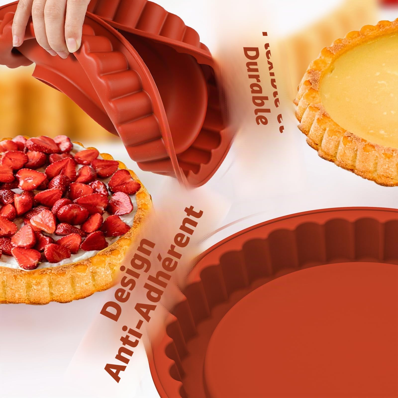 webake Moule à tarte 28 cm en silicone pour tarte aux fruits, fond de gâteau, fonds de gâteau, 1 pièce