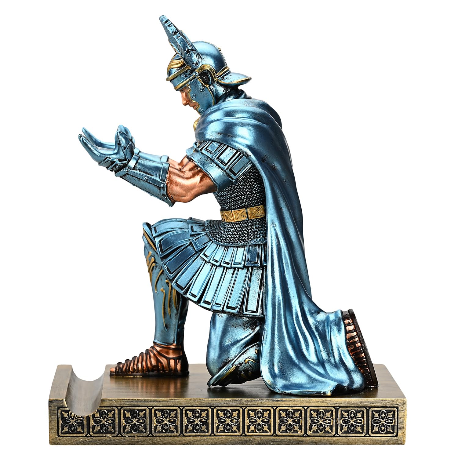 Centurion Cloak Warrior Knight, uchwyt na długopisy, stojak na telefon komórkowy, organizer na biurko i akcesoria jako prezent do biura i domu (niebieski)