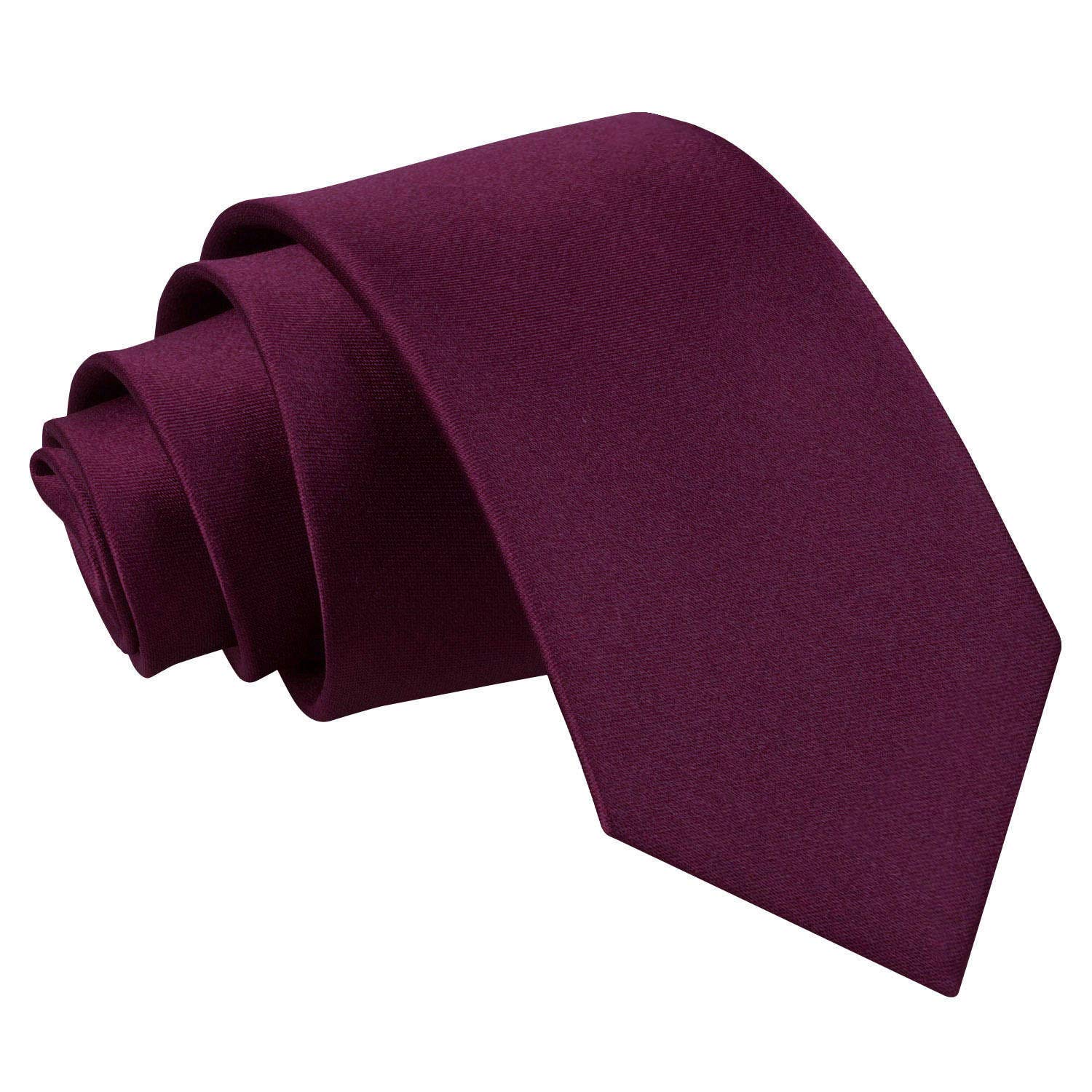 Dqt Men's Plum - 7Cm Tie Plain Satin Tie – Wedding, Business & Formal Necktie - Plum Slim 7Cm