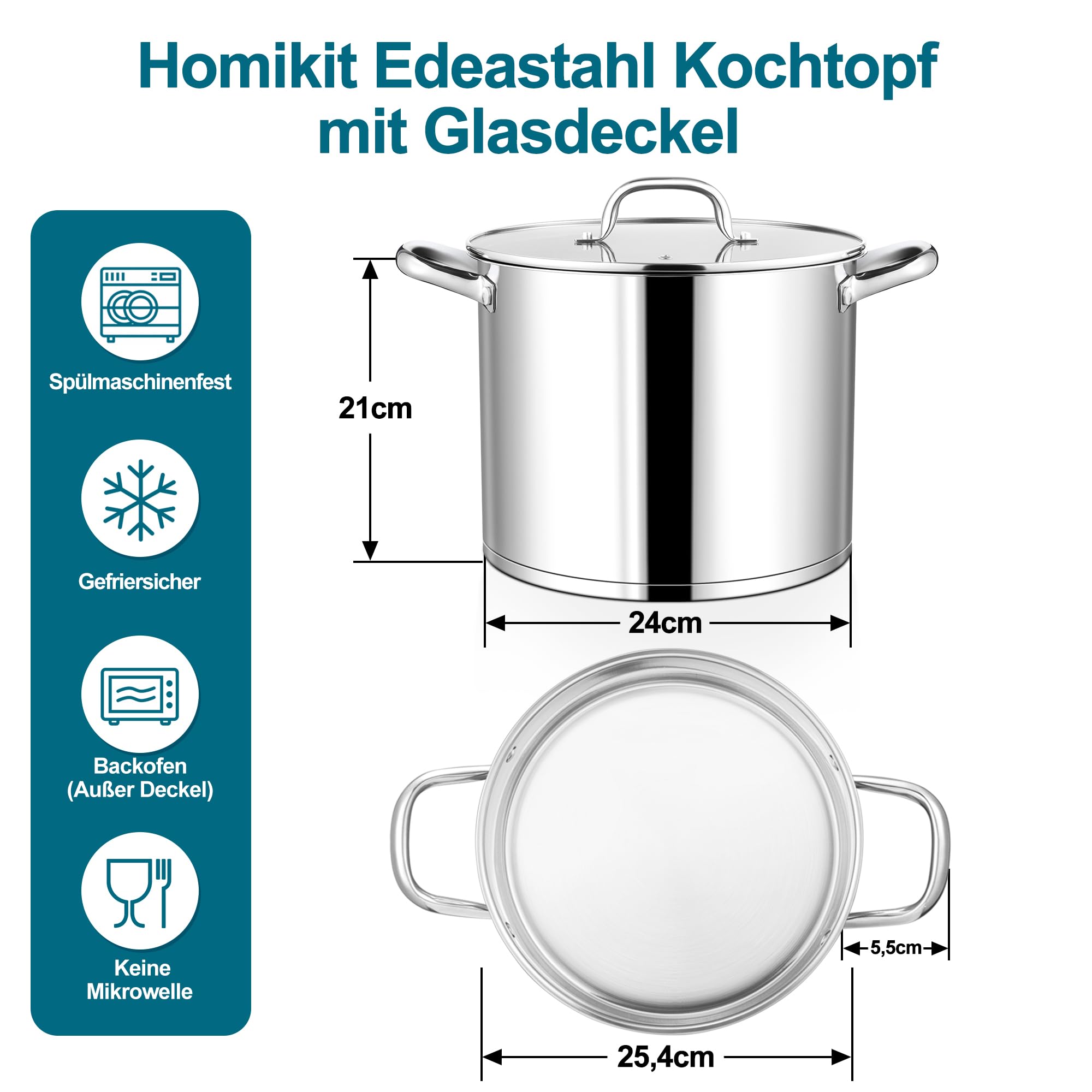 Homikit Faitout avec côté droit (1, 9,5 l)