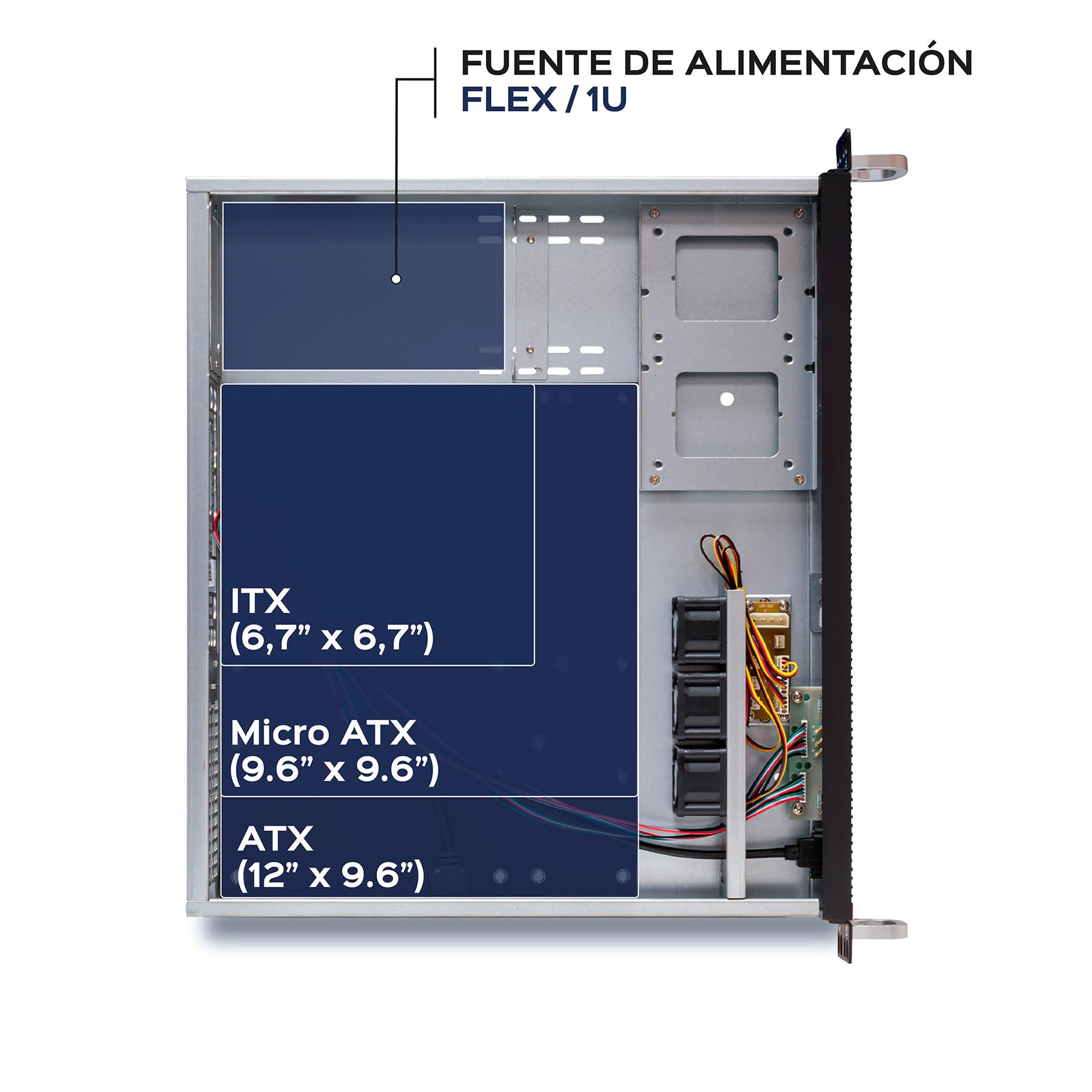 UNYKAch Chasis Rack 1U 19" UK1029, 430x380x45mm | Caja con Filtro Anti Polvo, 2 Puertos USB 2.0, 1 Puerto USB 3.0, 3 Ventiladores Doble Bola 40mm
