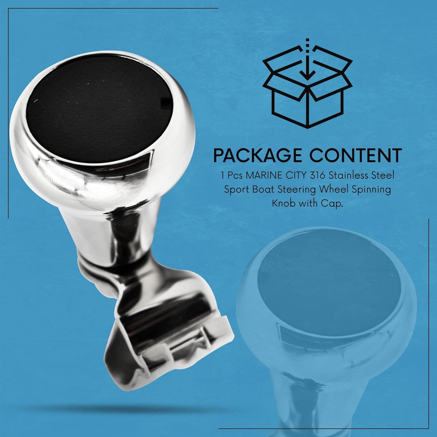MARINE CITY 316 Grade Stainless Steel Strong Durable Gloss Polished Finish Sport Boat Knob Spinning Ball Bearing Knob for Steering Wheels