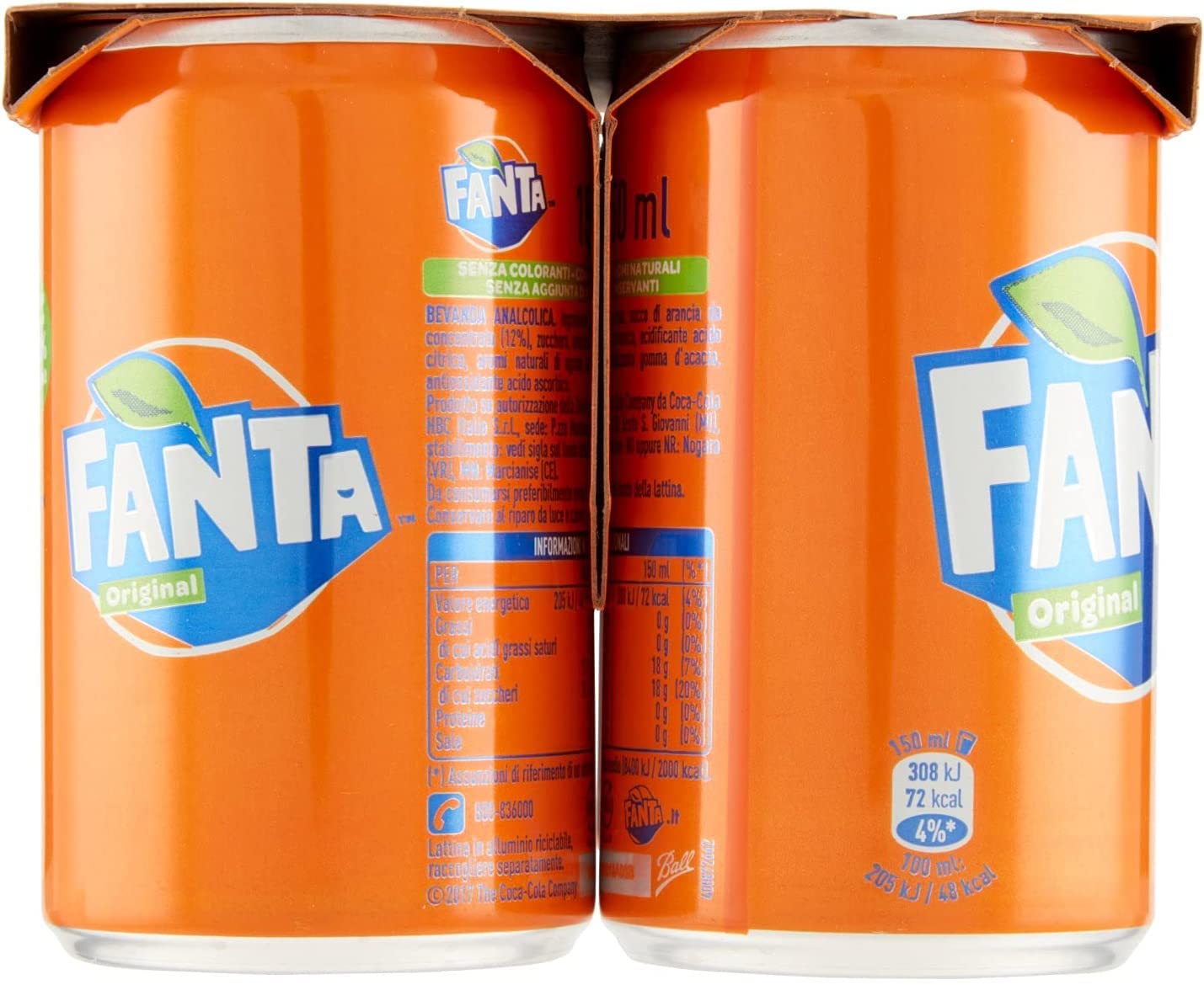 Fanta Mini - Lote de 72 botes de naranja, 150 ml, 100 % naranja italiana