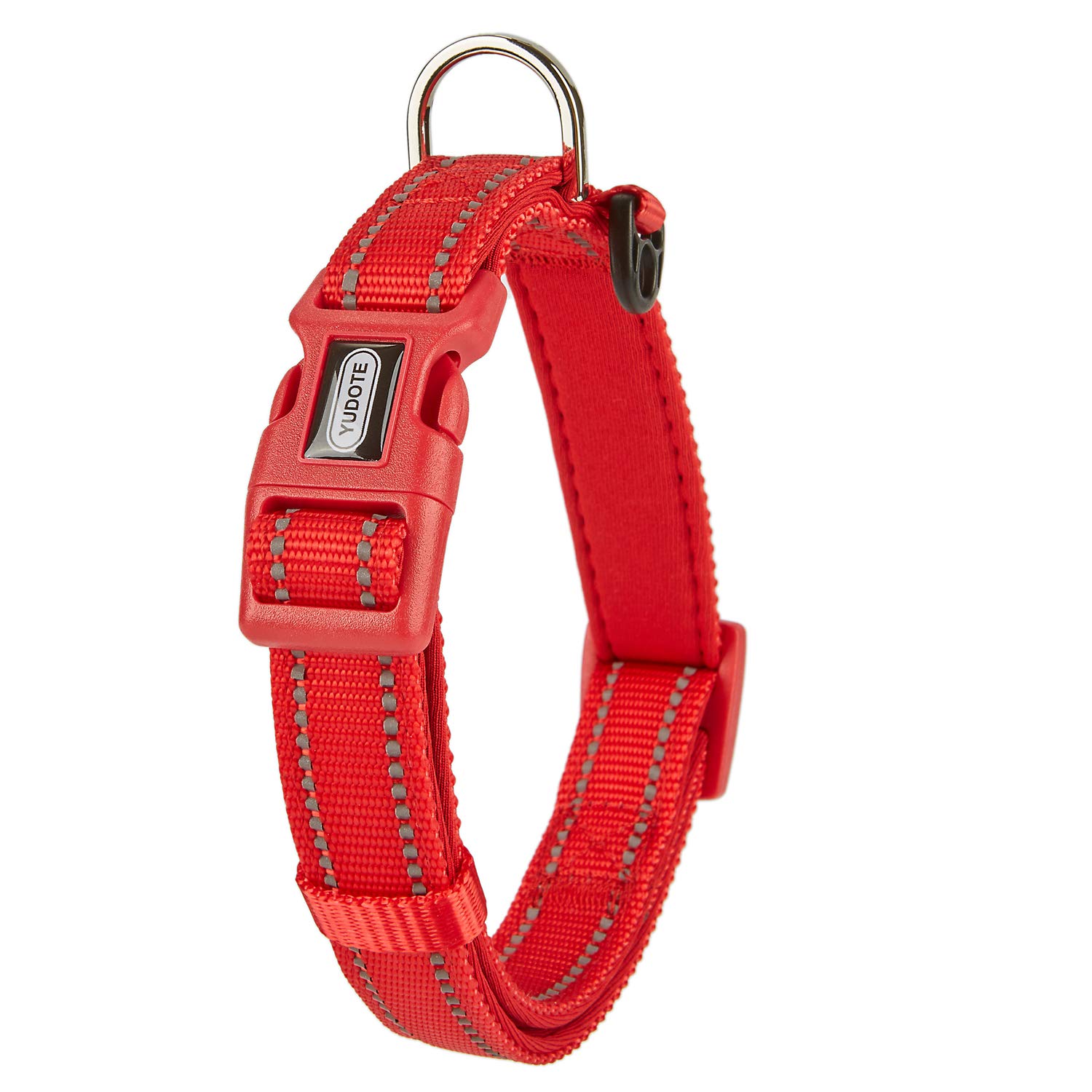 YUDOTE Collare per cani Piccolo e resistente tessuto in nylon riflettente con fodera imbottita in neoprene morbido e confortevole per cani di piccola taglia Uso quotidiano,Rosso