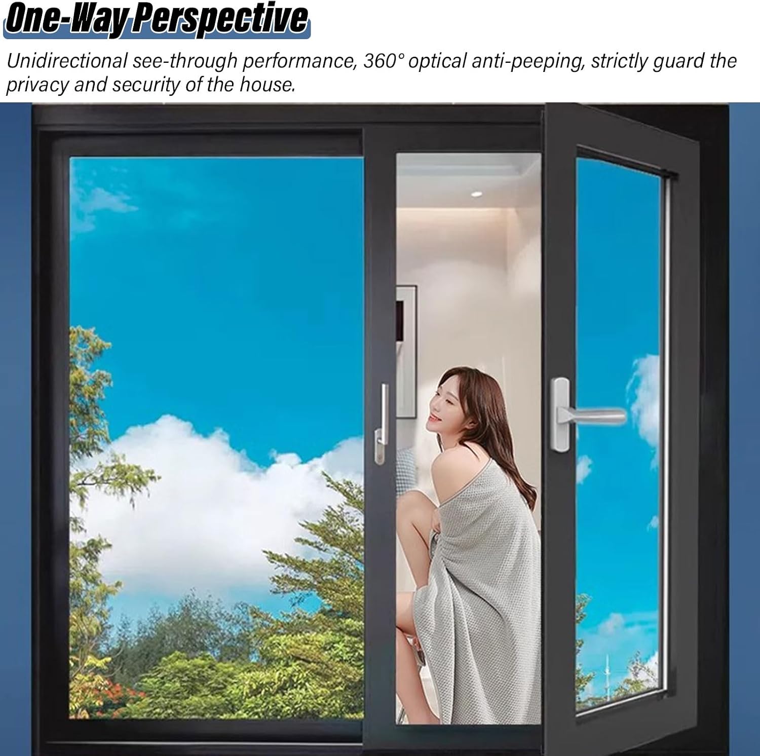 1pc High-Definition One-Way Privacy Window Film - Sunscreen Heat Insulation for Home & Office - U-V Blocking(Black,30x100cm)