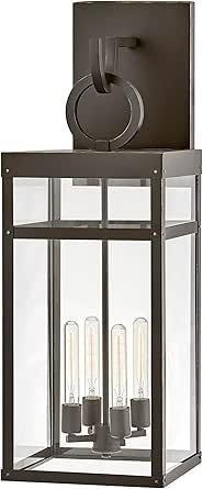 Hinkley Porter Four Light Extra Large Outdoor Wall Mount Lantern, Oil Rubbed Bronze