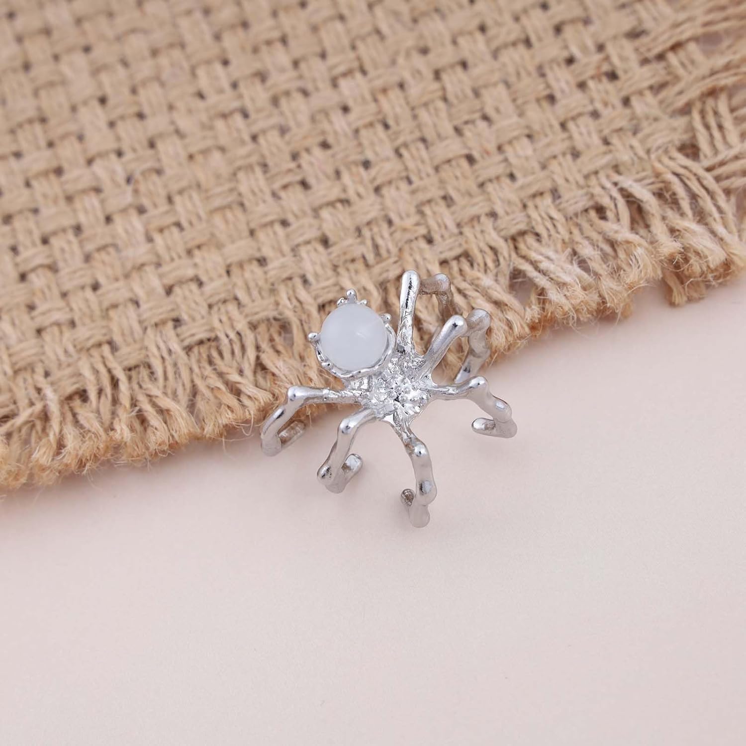 Andelaisi Boho Black Spider Finger Ring Vintage Moonstone Spider Wrap Open Ring Black Spider Open Knuckle Ring Punk Adjustable Stacking Ring Jewelry for Women - Image 4