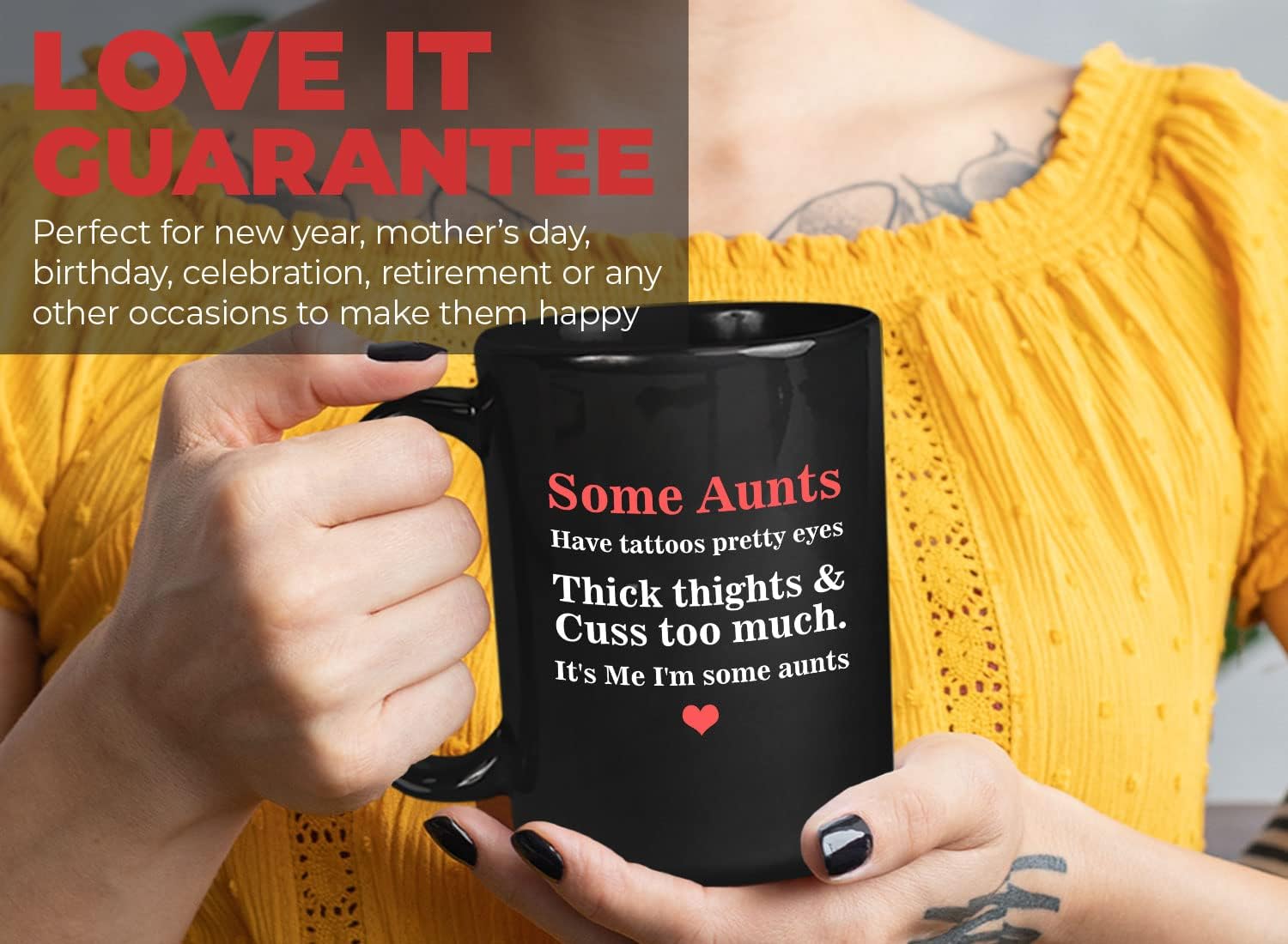 Funny Aunt Coffee Mug 15oz Black - Some Aunts Have tattoos - Sassy Swag From Niece Nephew To Uncles Wife Appreciation Bday