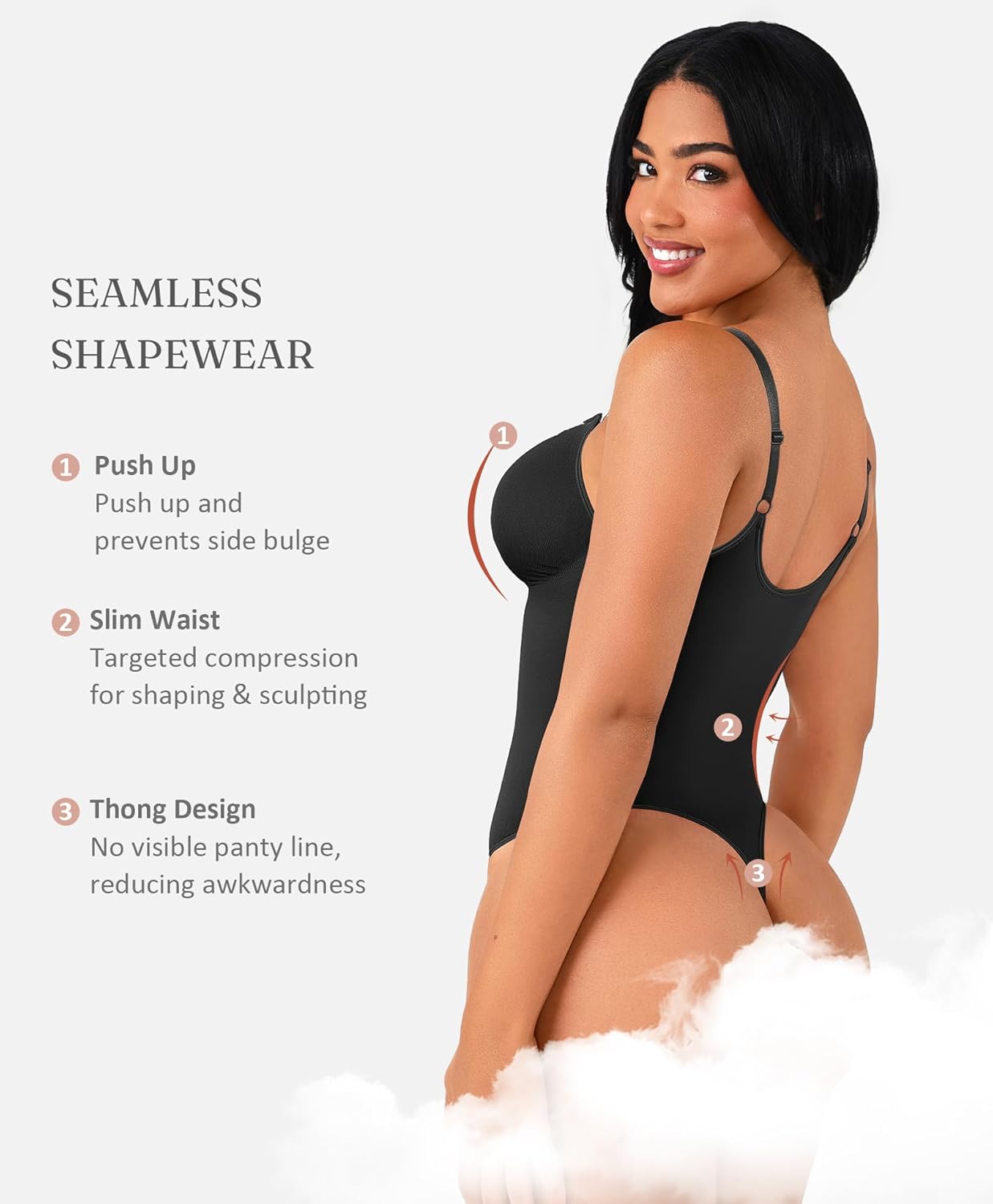 FeelinGirl Shapewear Bodysuit Tummy Control for Women Zip-Up Shapewear Thong Waist V Neck Body Shaper Going Out - Image 5