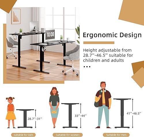 Vista 71 de Meilocar - Escritorio eléctrico de pie ajustable en altura, escritorio para computadora con controlador de memoria, estación de trabajo de oficina