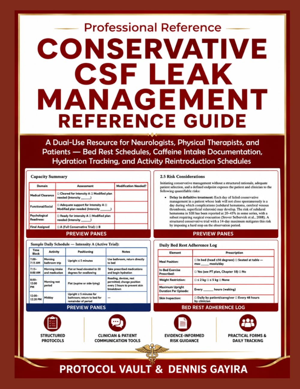CONSERVATIVE CSF LEAK MANAGEMENT REFERENCE GUIDE: A Dual-Use Resource for Neurologists, Physical Therapists, and Patients — Bed Rest Schedules, ... & Integrative Medicine Desk References)