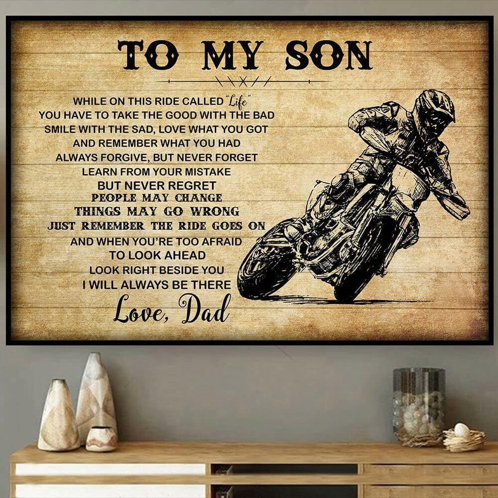 Viewkedt Tin 12396 Vintage Metal Tin Sign To My Son Motocross Motorbike While On This Ride Called Life Love Wife Poster Tin Sign Poster Vintage Metal Signs For Bar Music Club Man Cave Room Wall Decor 12X8 Inch