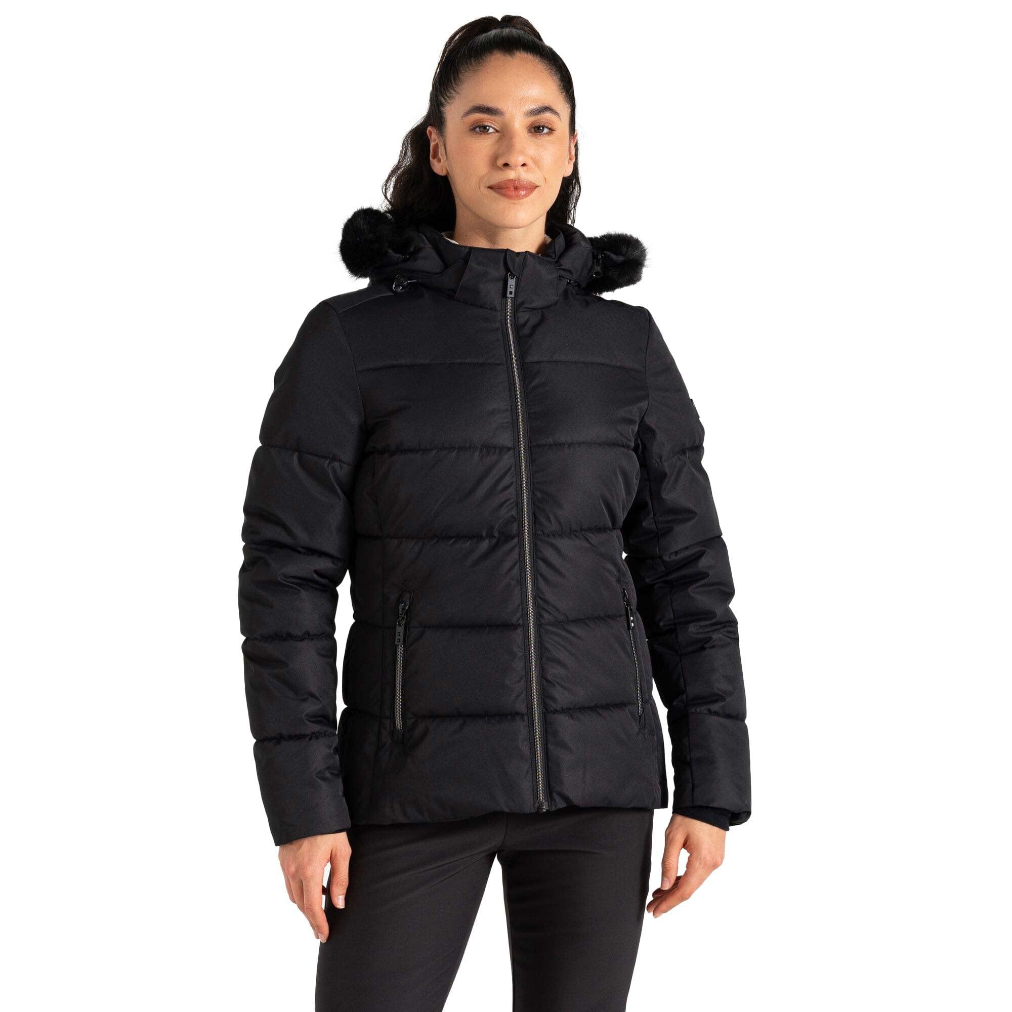 Dare 2B Women's Black Glamourize V Padded Waterproof Ski Jacket In Size 16