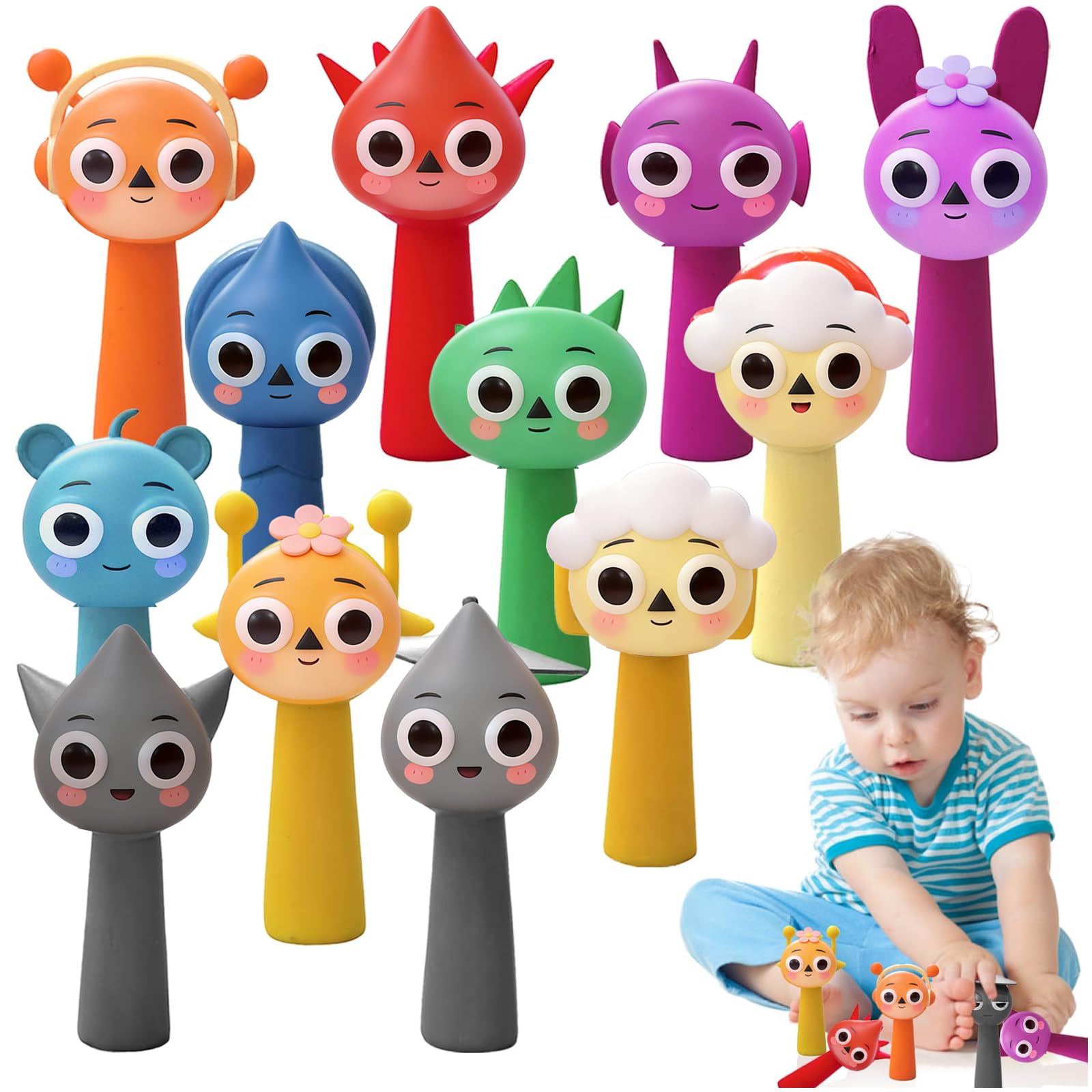 Chennyfun S-prunki Action Figure, 12 Pez Colorate Figure Toy, Giocattolo S-prunki Figure di Cartoni, S-prunki Character Sculpture per Appassionati di Giochi, S-prunki da Collezione Regali per Bambini