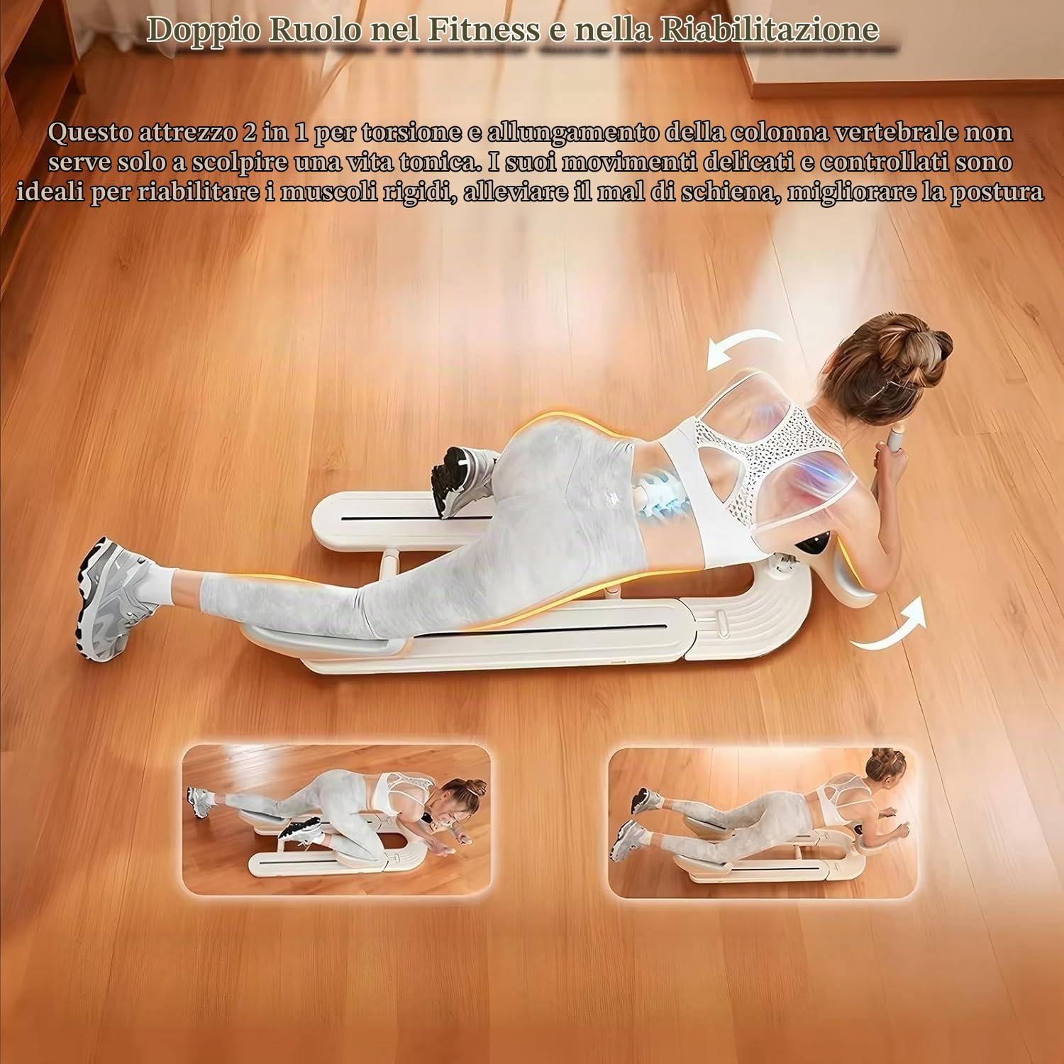 Spine Twist & Stretch Trainer for Home Gym - Spinal Support Machine with Phone Holder for Abdominal Workout, Waist Toning And Leg Stretching Waist Toning And Leg Stretching