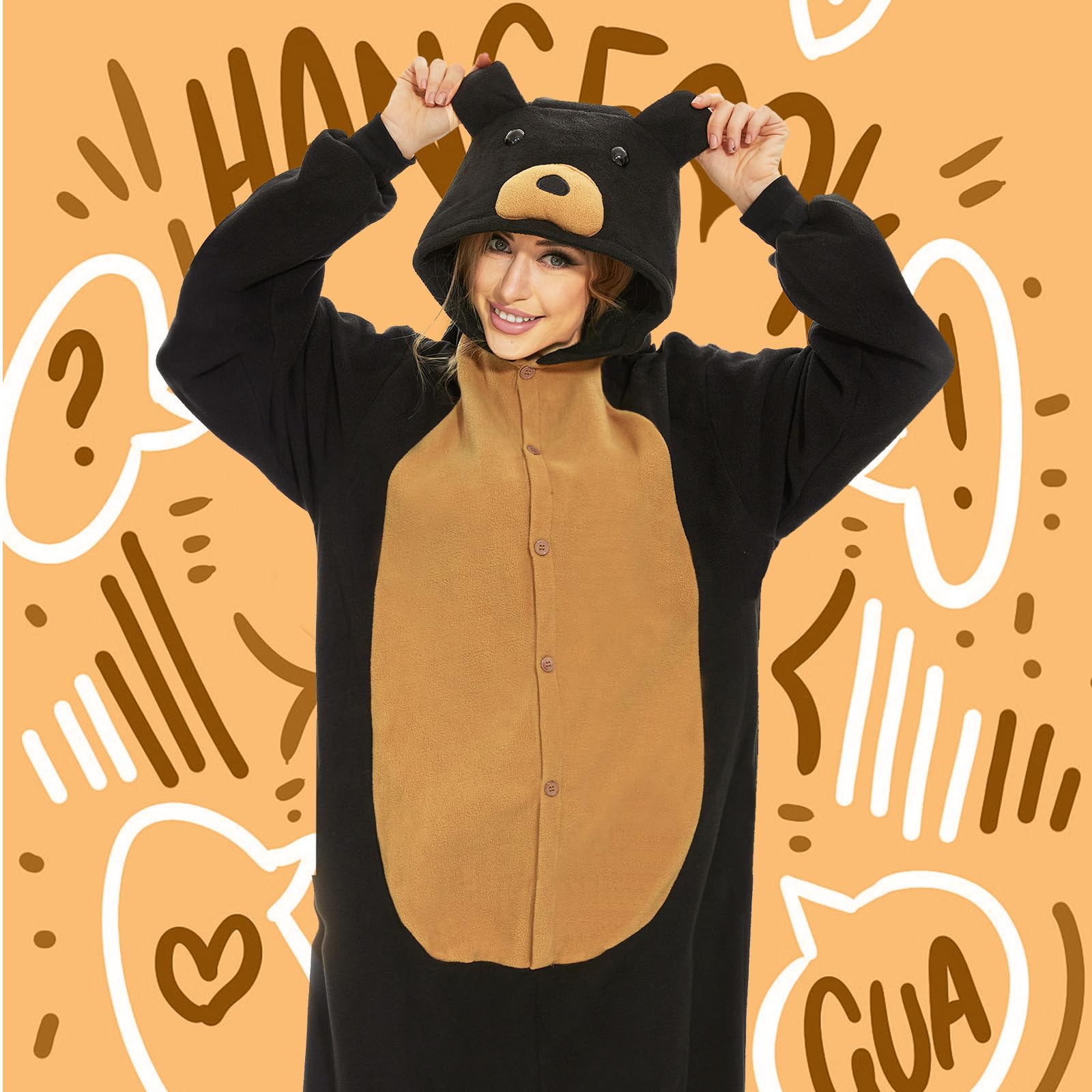 JONRRYIN Combinaison Pyjama Animal Femme, Onesie Kigurumi Adulte Grenouillere avec Masques d'animaux, Animaux Pyjama Combinaison Homme Cosplay pour Carnaval