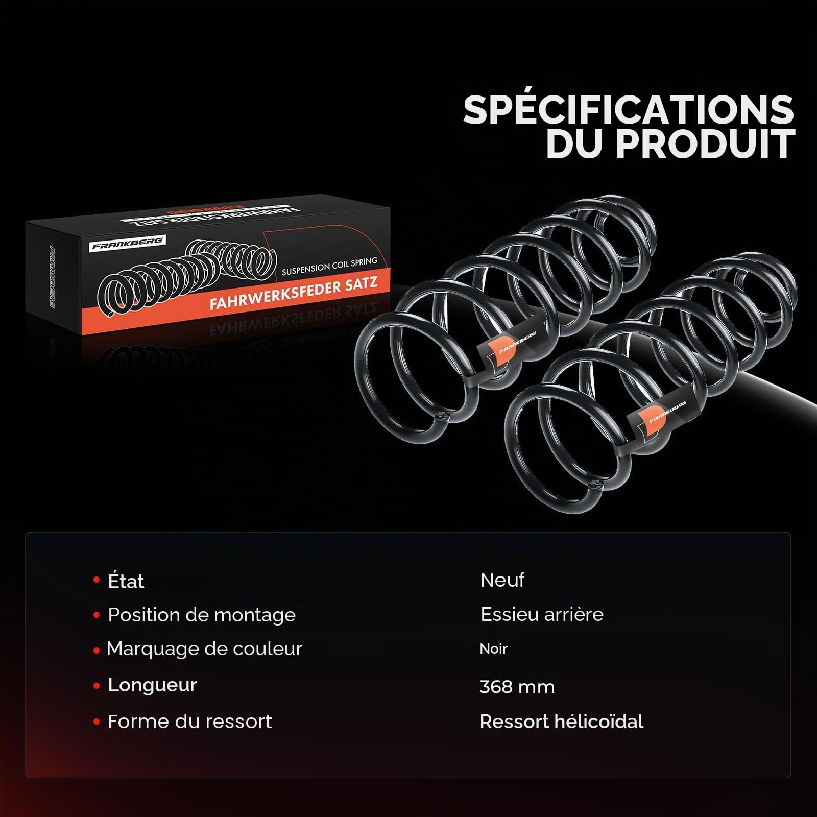 Frankberg 2 ressorts de suspension pour essieu arrière 550200061R | Compatible avec: Scénic III JZ0/1