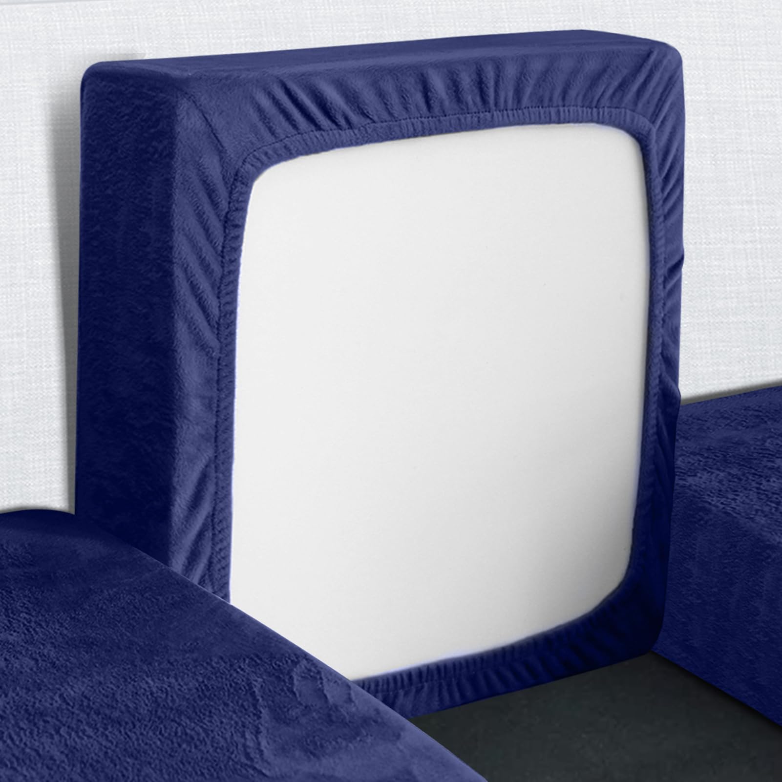 Yeahmart Sofa Seat Cushion Cover, Sofa Cushion Slipcovers Stretch Velvet, Couch Cushion Covers Replacement for Individual Cushions with Elastic Bottom (Blue, 1 Seater) — image 1