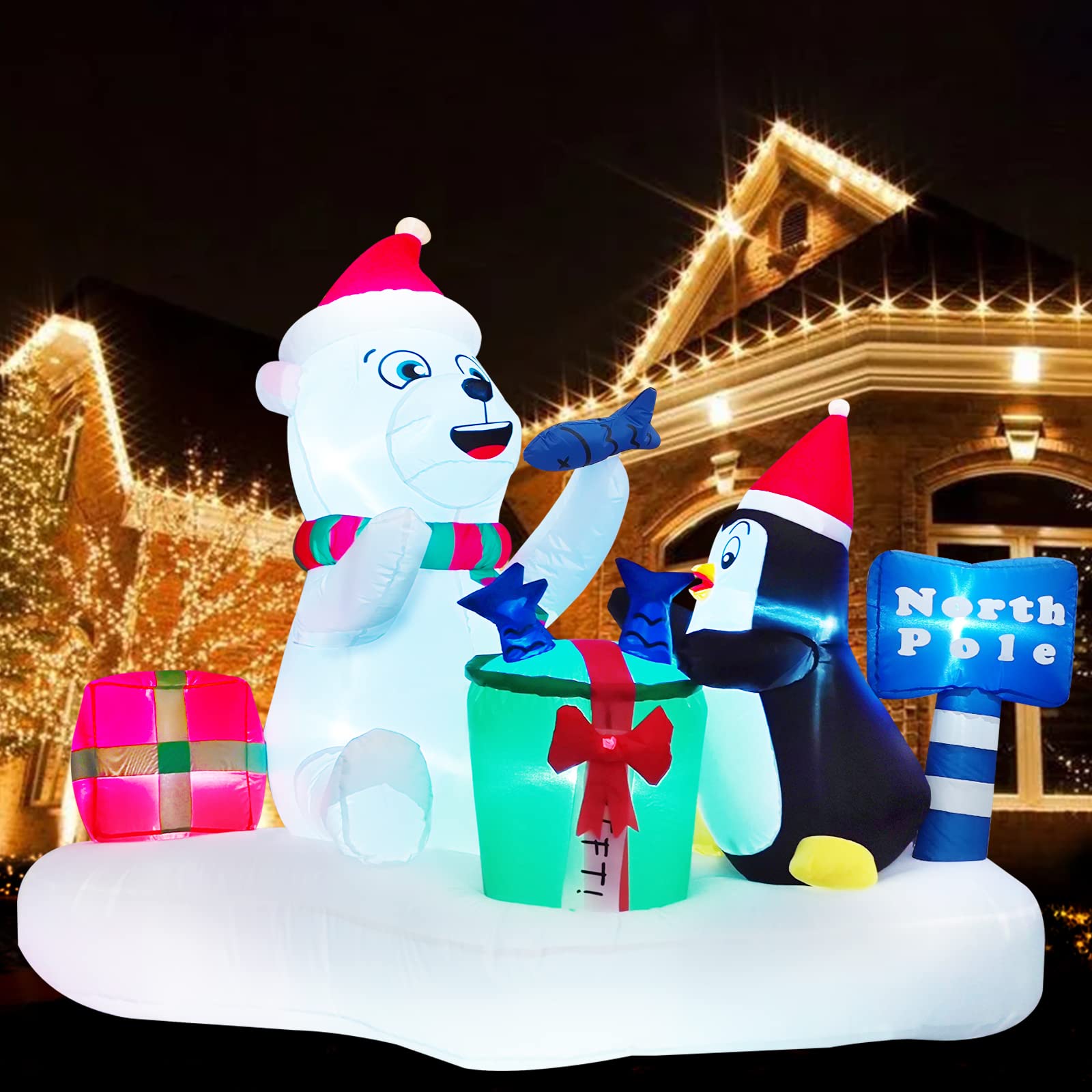 Snapklik.com : 6 FT Inflatable Christmas Yard Decorations,Polar Bear