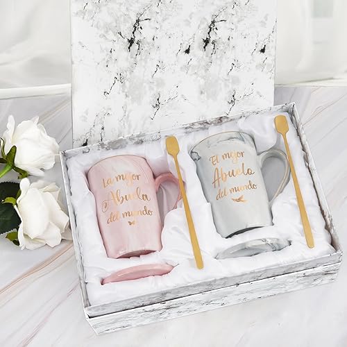 Miniatura 8 de Maustic Regalos de Abuela Abuelo en español, tazas de café La Mejor Abuela y Abuelo, tazas de café de la mejor abuela del mundo, regalos para